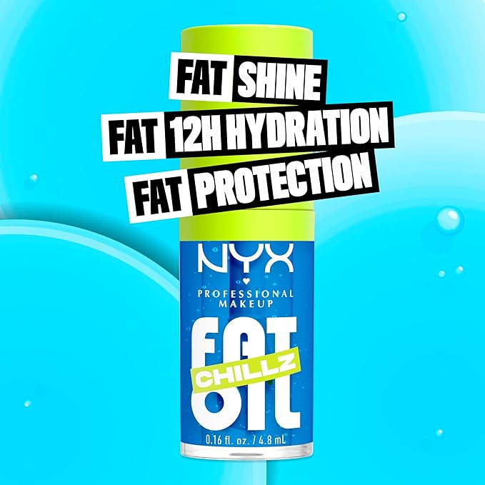 NYX PROFESSIONAL MAKEUP Fat Oil Chillz, Moisturizing, Shiny and Vegan Tinted Lip Gloss - Polar Peppermint (Sheer Blue)