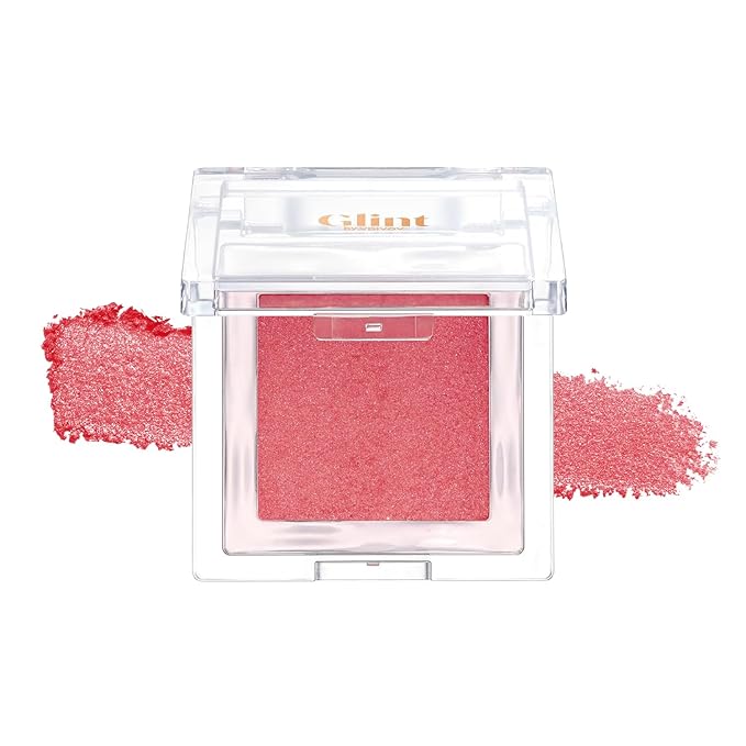 Glint Baked Blush (Strawberry Smoke, 0.08oz) - Long-Lasting, All-Day Face Blush Powder for a Natural Look. Korean Skin Care Makeup. Blendable Color for Eyes, Cheeks & Body.