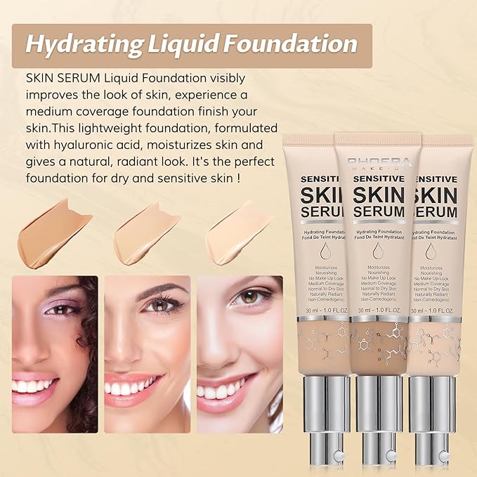 Phoera Foundation Makeup,Flawless Soft Matte Full Coverage with Porcelain, 1PC)