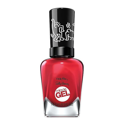 Sally Hansen Miracle Gel™, Keith Haring Red-iant Baby, Long Lasting, Gel-Like Formula, No UV Lamp Needed, Red Nail Polish