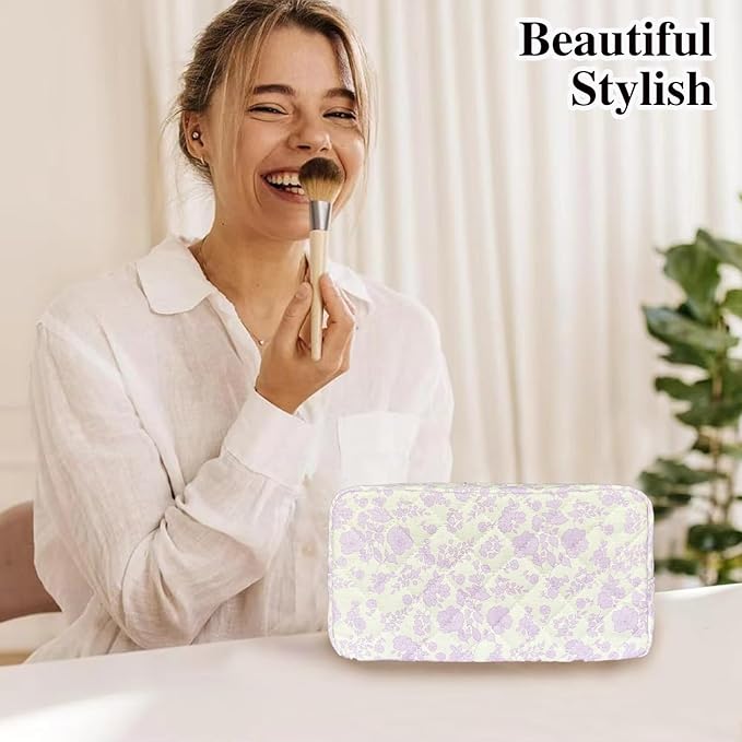 Quilted makeup bag floral makeup