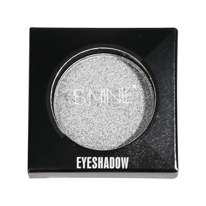 ISMINE Single Eyeshadow Powder Palette (SILVER GRAY) Shimmer Gray, High Pigment, Longwear Single Grey Eye Makeup for Day & Night (#14)
