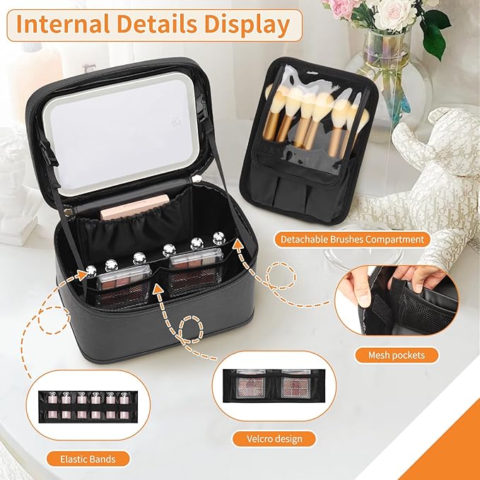 Ocheal makeup bag with led