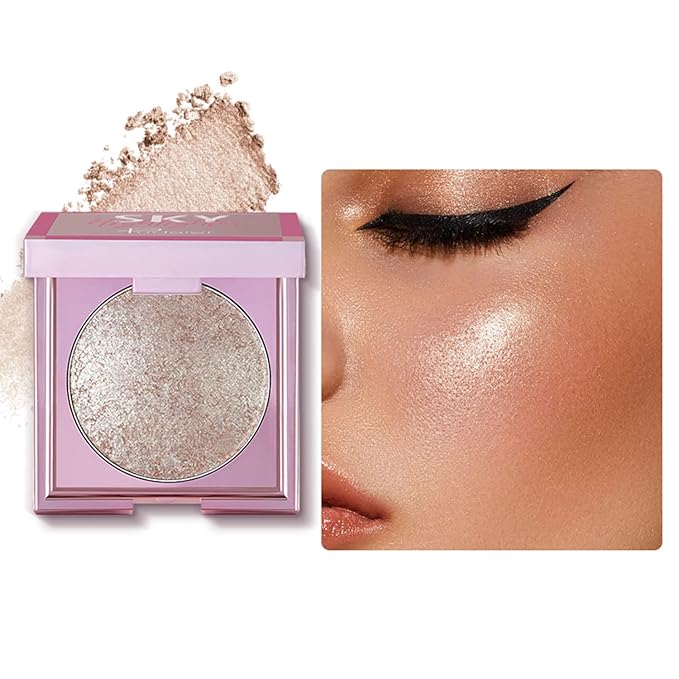 MAEPEOR Face Highlighter Palette 8 Colors Smooth Shimmer Champagne Powder)