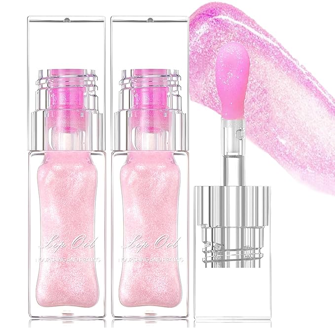 2 PCS Magic Color Changing Lip Oil V2, Boss Up Color Changing Lip Oil, Big Brush Head Hydrating Plumping Lip Oil Tinted, Long Lasting Nourishing Non-sticky Lip Glow Oil for Lip Care