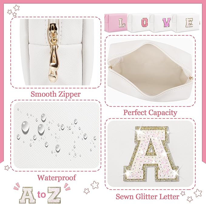 Personalized initial letter makeup bag,