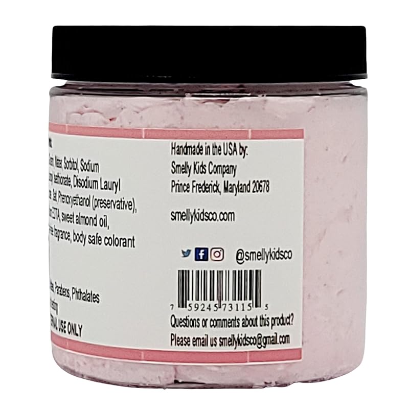 Smelly Kids Company Moisturizing Whipped Soap- Kid Friendly Cream Body Wash| Hand Wash| Shave Butter, For all skin types| No Sulfates, No Parabens, Cruelty-Free|8oz (Strawberry Milkshake))