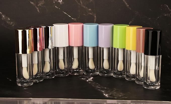 COSIDEA 14pcs Empty 6ml big doe foot wand Chunky lip gloss tubes for DIY lipgloss,Pink round lipgloss containers tubes with thick wand (Purple)