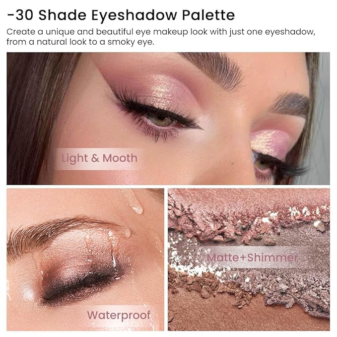 30 Colors Nude Champagne Gold Matte Shimmer Eyeshadow