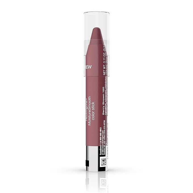 Neutrogena MoistureSmooth Color Stick for Lips, Moisturizing and Conditioning Lipstick with a Balm-Like Formula, Nourishing Shea Butter and Fruit Extracts, 120 Berry Brown, 011 oz Pack of 1