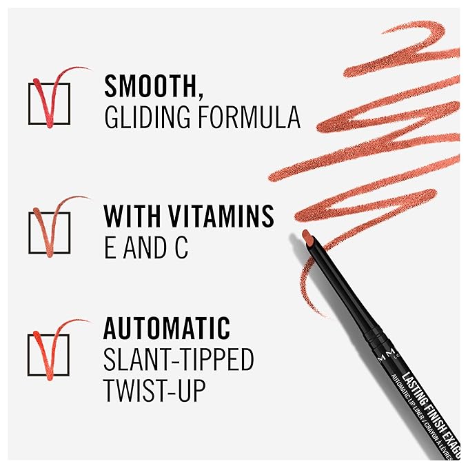 Rimmel Lasting Finish Exaggerate Automatic Lip Liner, 18 Rose Addiction (Pack of 5)