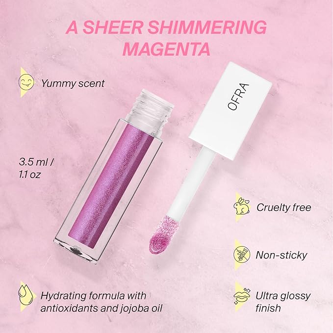 OFRA Ultra-Glossy Lip Gloss - Babydoll | Non Sticky, Long Lasting Formula for Smooth, Hydrated Finish | 3.5ml/1.1oz