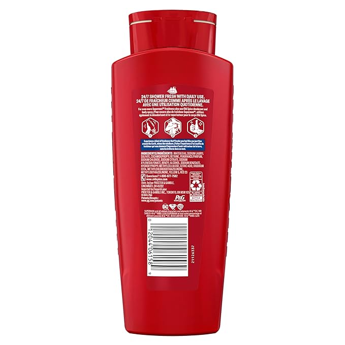 Old Spice Cleansing Body Wash for Men, 3X Defense, 24/7 Shower Fresh with Lasting Scent, 2-in-1 Body & Face Wash, Smell Like a Hero, Superman, Bright Citrus and Cosmos Scent, 24 oz