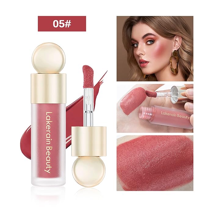 Liquid Blush, Soft Cream Face Blush, Velvet Liquid Blush Makeup Natural Matte Finish Looking, Long-Lasting, Smudge Proof, Moisturizing Lightweight Blendable Feel 05#