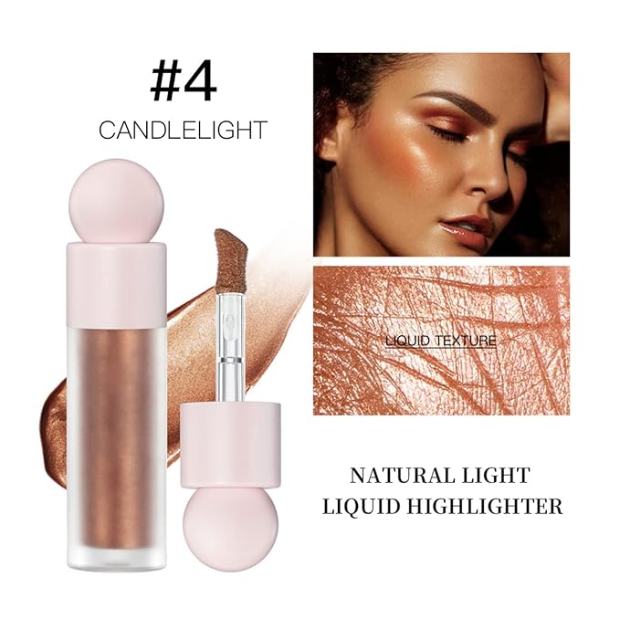 Liquid Highlighter Natural Glow For Face & Body, (#4 Candlelight)