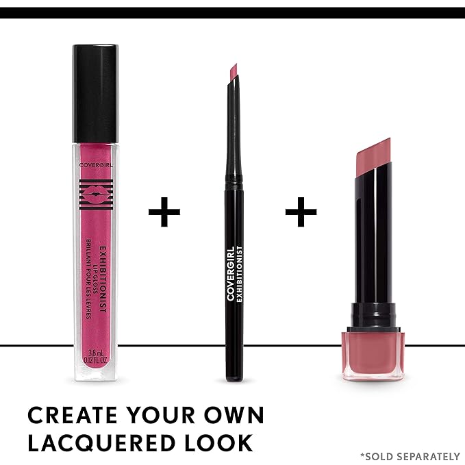 COVERGIRL Exhibitionist Lip Gloss, Short Change, High-Glossy, Cream, 0.99 Fl Oz, Shiny Pink Lip Gloss, Moisturizing Lip Gloss, Intense Hydration, Vibrant, Luscious