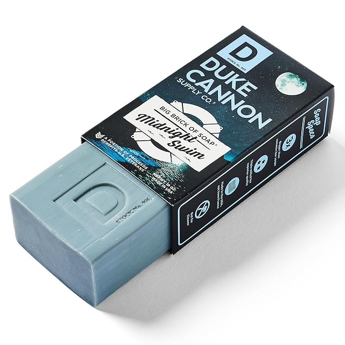 Duke Cannon Big Brick of Soap Midnight Swim - Refreshing Aquatic Scent with Green Top Notes, 10 oz. Men's Soap Bar (Pack of 3)