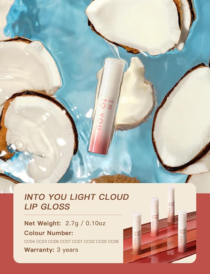 INTO YOU Lip Gloss Coco Liquid Moisturizing Lipstick Long Lasting Lip Stick Lip Stain Makeup Glitter Shine Non-sticky Lipstick for Women (CC01)