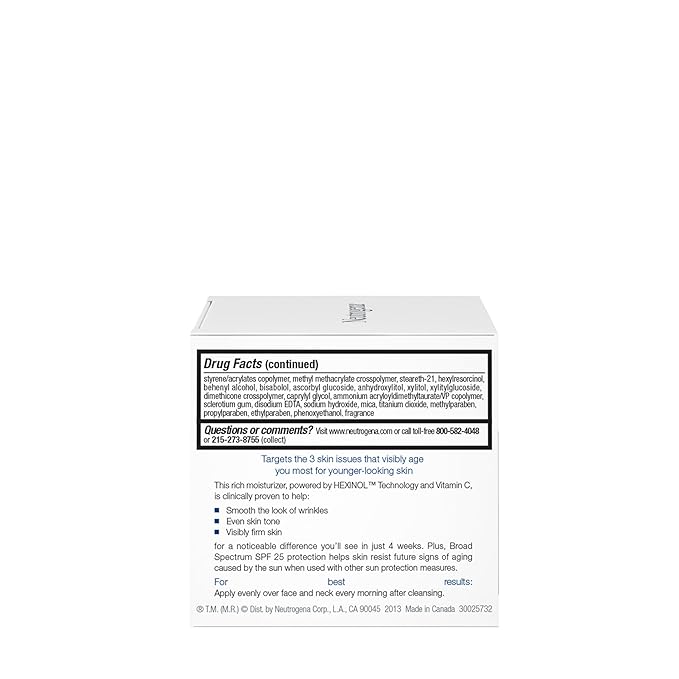 Neutrogena Triple Age Repair Anti-Aging Daily Facial Moisturizer with SPF 25 Sunscreen & Vitamin C, Firming Anti-Wrinkle Face & Neck Cream for Dark Spots, Glycerin & Shea Butter, 1.7 oz