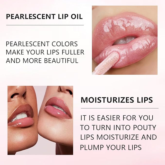 Hydrating Lip Glow Oil Set, Plumping Lip Oil Moisturizing Nourishing Shiny No-Sticky Transparent Tinted Lip Gloss Balm, Natural Lip Plumper Gloss Repairing Lightening (Raspberry)