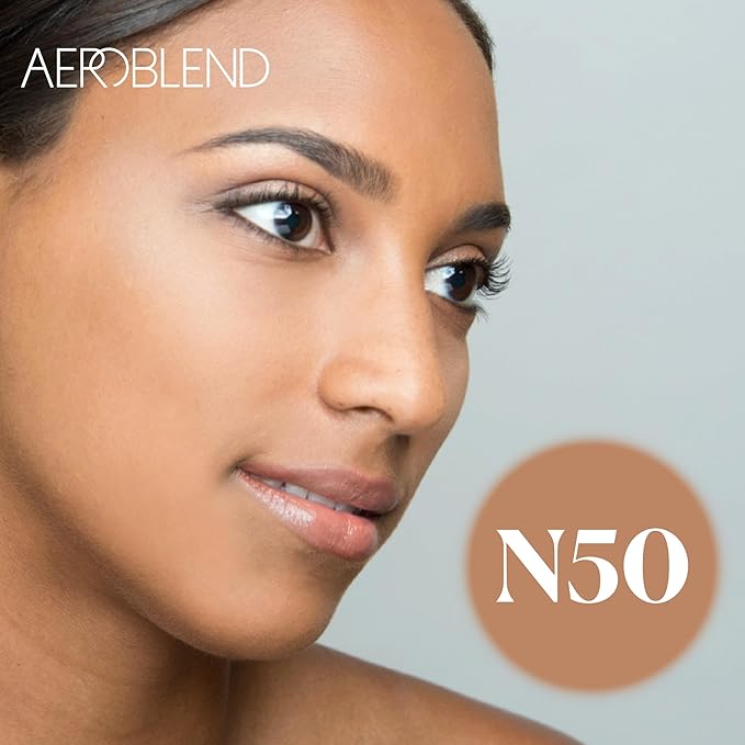AEROBLEND Airbrush Foundation Makeup (N50) Professional, Water-Based, Buildable, skin types, 1 oz