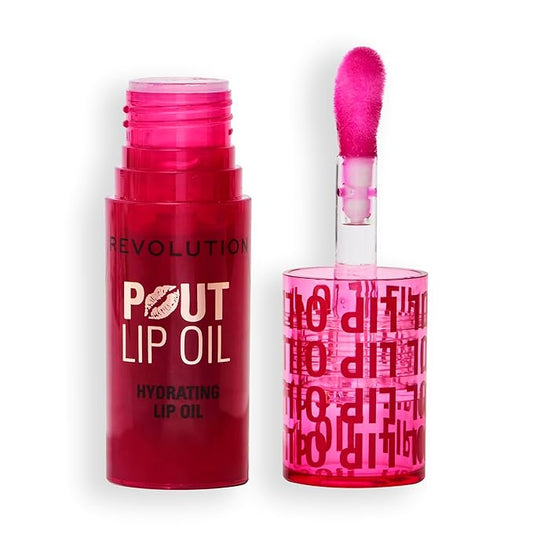 Revolution, Pout Lip Oil, Nourishing Tinted Lip Oil, High Shine, Non-Sticky Finish, Vegan & Cruelty-Free, Cherry Red, 0.13 oz