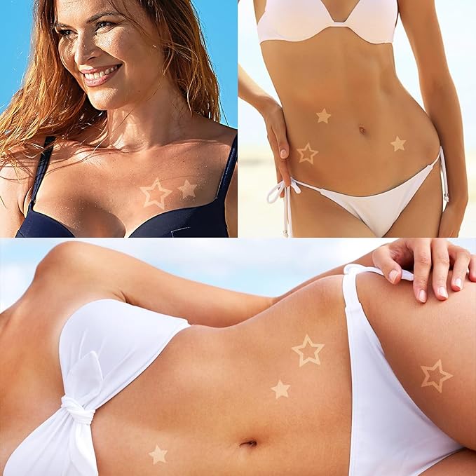 Tanning Stickers | 500 Pack | Spray Tan | Tanning Bed | Outdoors | Body Decals (Star)