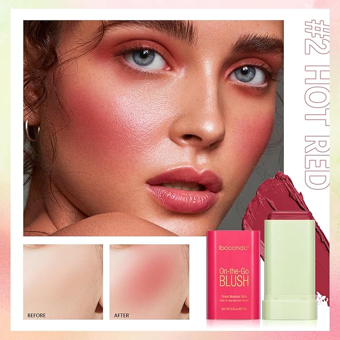 MEICOLY Multi Use Makeup Blush Stick,On-the-Go 2-in-1 Lip