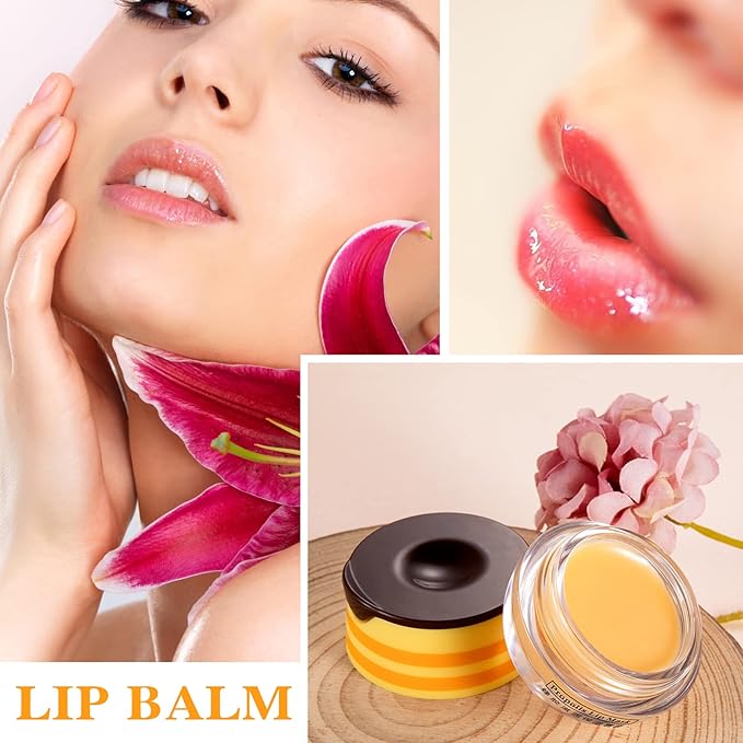 1PCS Bee Lip Balm Honey Pot,Honey Exfoliator