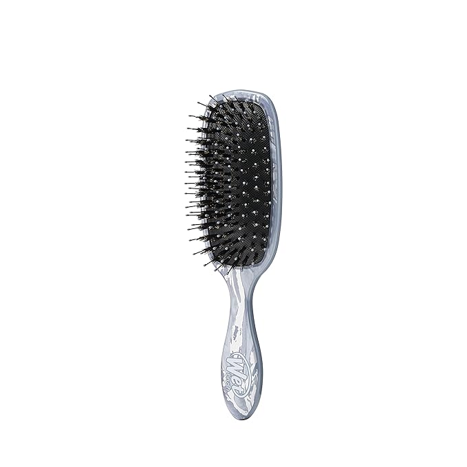 Wet Brush Shine Enhancer Paddle Brush, Marble Silver - Detangler Brush with Ultra Soft Bristles, Infused With Natural Argan Oil, Shiny & Smooth Hair, Wet or Dry, All Hair Types