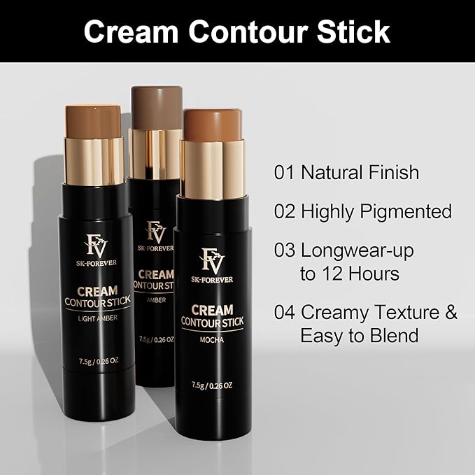 FV Cream Contour Stick, Highly Pigmented & Blendable Light Amber