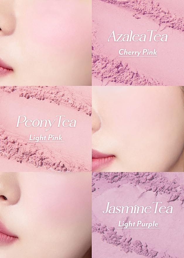 I'm Meme Palette - Afternoon Tea Blusher | Blossom Tea Blended, Cool Tone Blush for Cheek, Soft Pink, Peach, Lavender, 3 Shades Palette, Matte Powder Blush for Face&Cheeks, 0.4oz