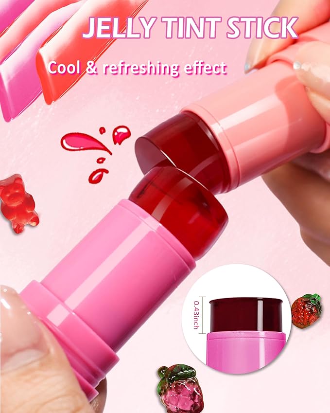 Makeup Jelly Tint,Cooling Water Jelly Tint Pink Blush Lip Stains-01