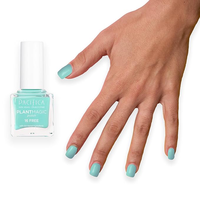 Pacifica Natural Nail Polish – Plant Magic Light Blue Nail Polish - Plant Based, Non-Toxic & Clinically Tested - Lasting Colors, Chip-Resistant, Clean Beauty, Dermatologist Approved, Paradise City