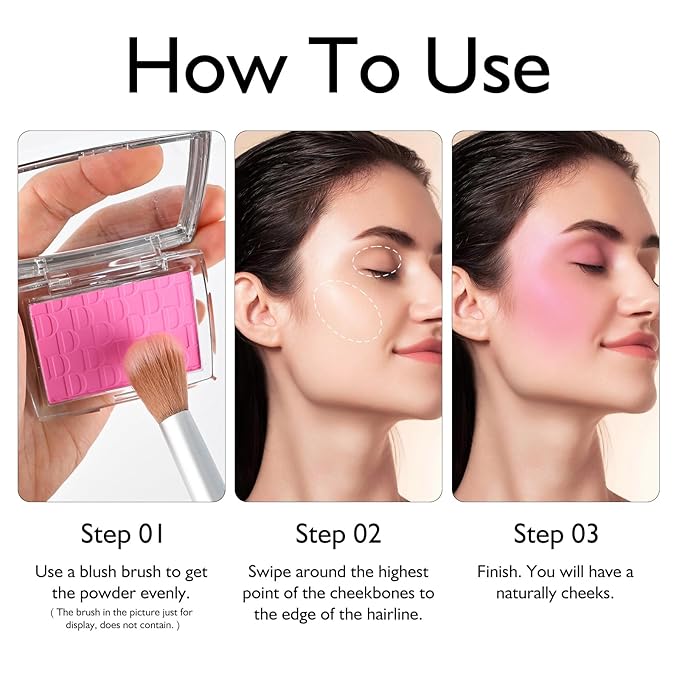 KYDA Powder Blush, Radiant Glow Face Blusher, Blendable Texture, Coral