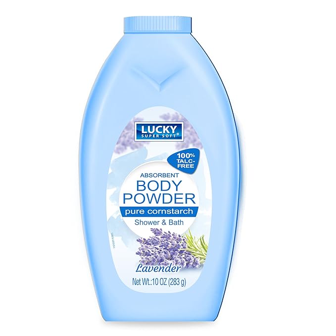 Lucky Super Soft Cornstarch Body Powder, Lavender, 10