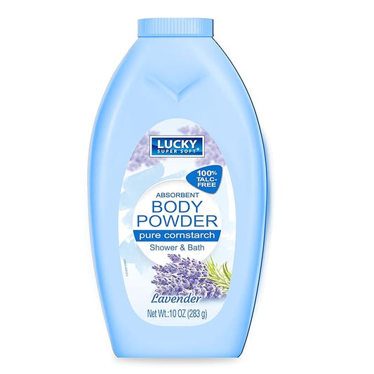 Lucky Super Soft Cornstarch Body Powder, Lavender, 10