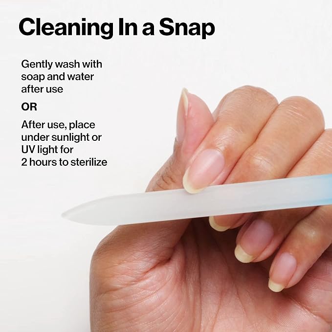 Revlon Glass Nail File, Manicure Tool for Shaping Natural Fingernails, Self-Cleaning with Bacteria Shield Technology, 1 Count