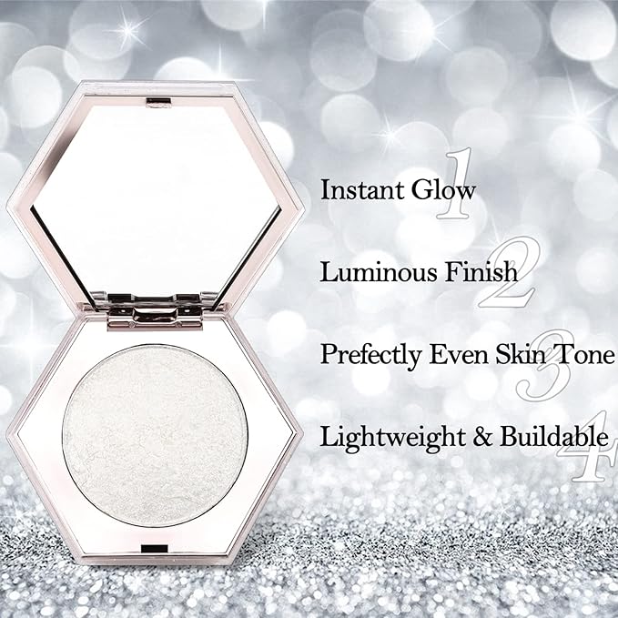 Erinde White Silver Face Highlighter Makeup Palette, Shimmer