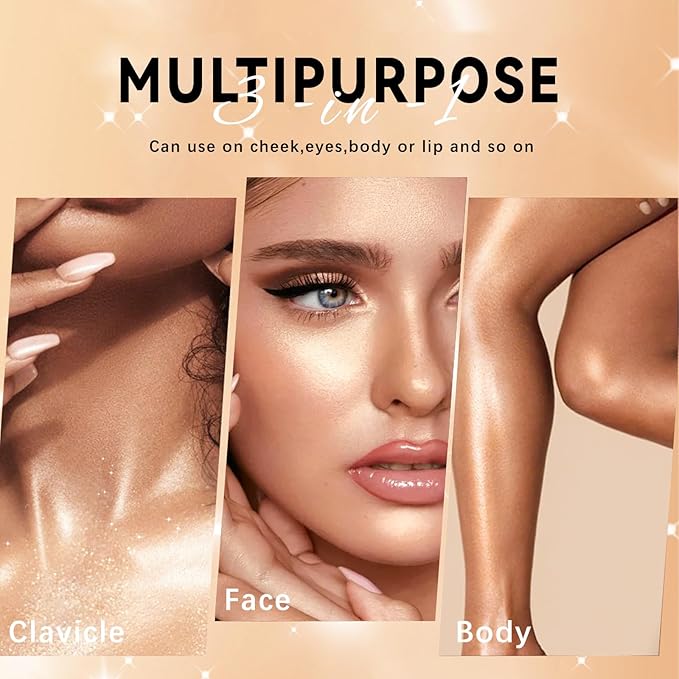 Polvo De Hadas Body Highlighter Powder, Face Brightening Golden Brown