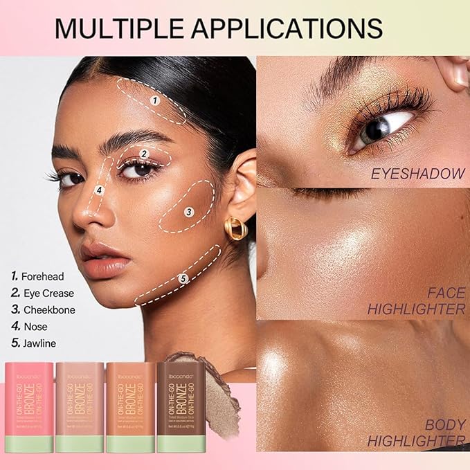 Cream Contour Stick,Versatile Bronzer Facial Contouring Stick,Long Lasting Warm Glow