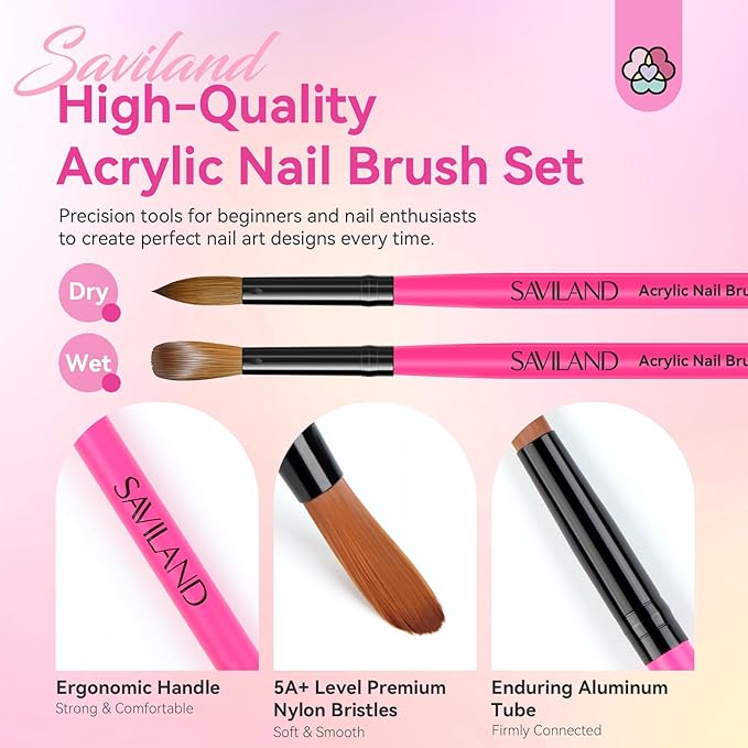 SAVILAND Acrylic Nail Brushes Set: