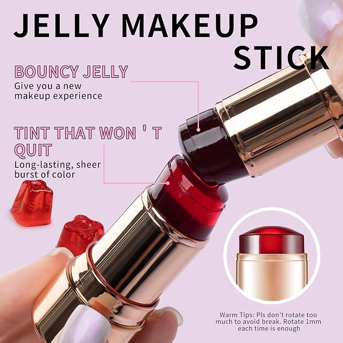 3pcs Jelly Blush Stick, Multi-purpose Lip and Cheek