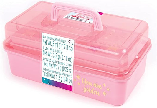 3C4G Pink and Gold Hard Case Makeup Storage