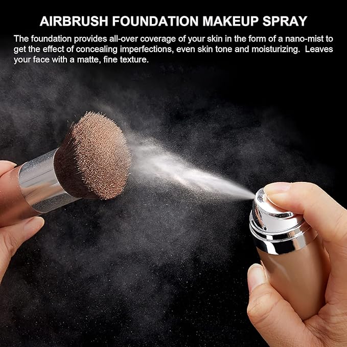 Airbrush Foundation Makeup Spray, Long Lasting Waterproof Full (#2 Beige) 2.36oz