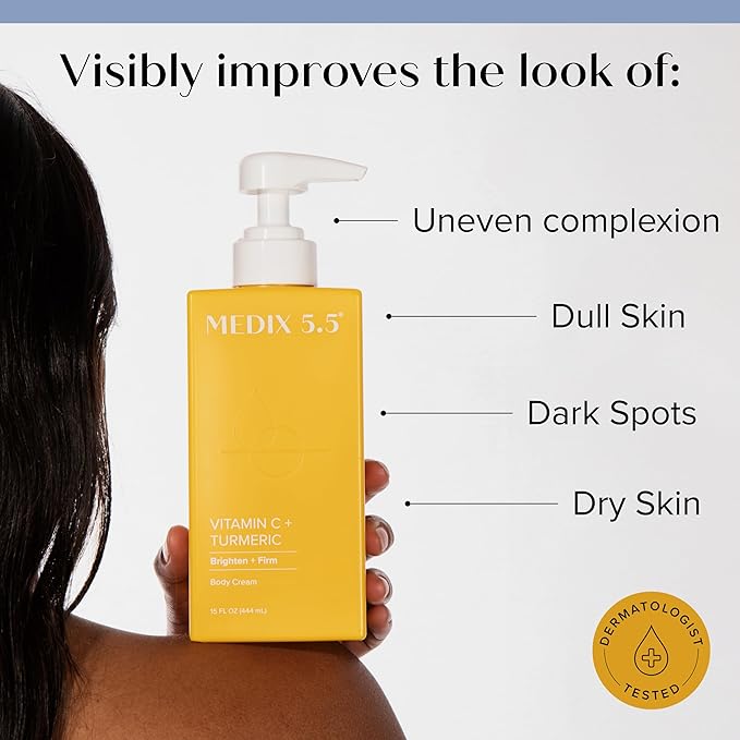 Medix 5.5 Vitamin C Cream Brightening Body Lotion & Face Moisturizer | Anti Aging Vitamin C Lotion For Women & Men Helps Soften The Look Of Dark Spots, Wrinkles, & Uneven Looking Skin Tone, 15 Fl Oz