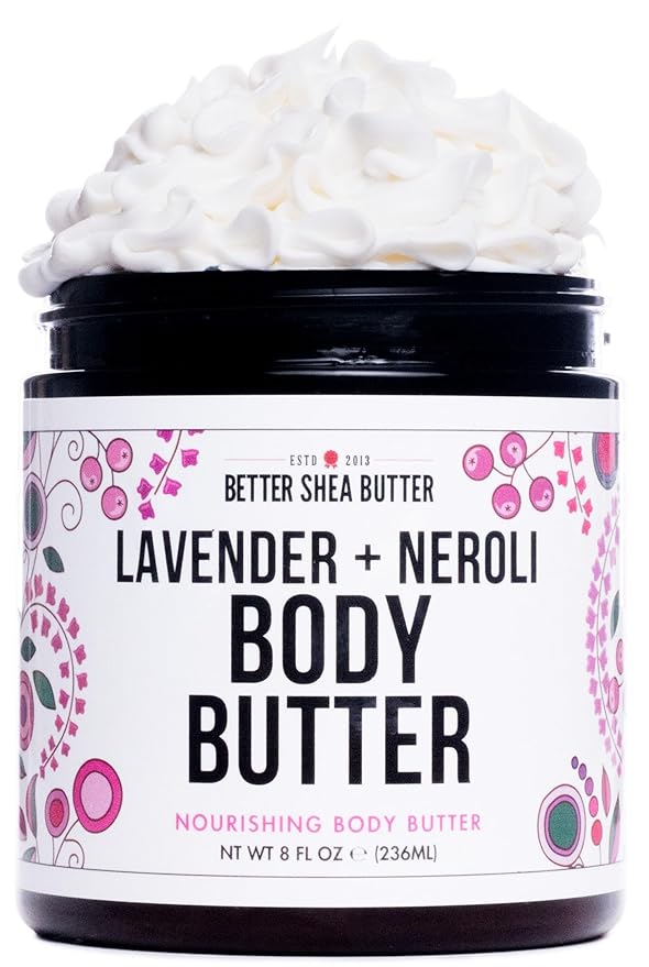 Body Butter for Women LAVENDER NEROLI | Whipped Body Moisturizer with Raw Shea Butter for Dry Skin, Paraben Free, Non-Greasy, No Synthetic Fragrances | 8 oz