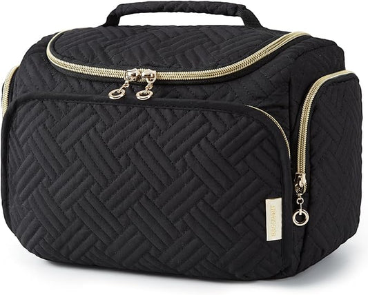 BAGSMART Travel Toiletry Bag, Large Wide-open Travel Bag for Toiletries, Makeup Cosmetic Travel Bag with Handle