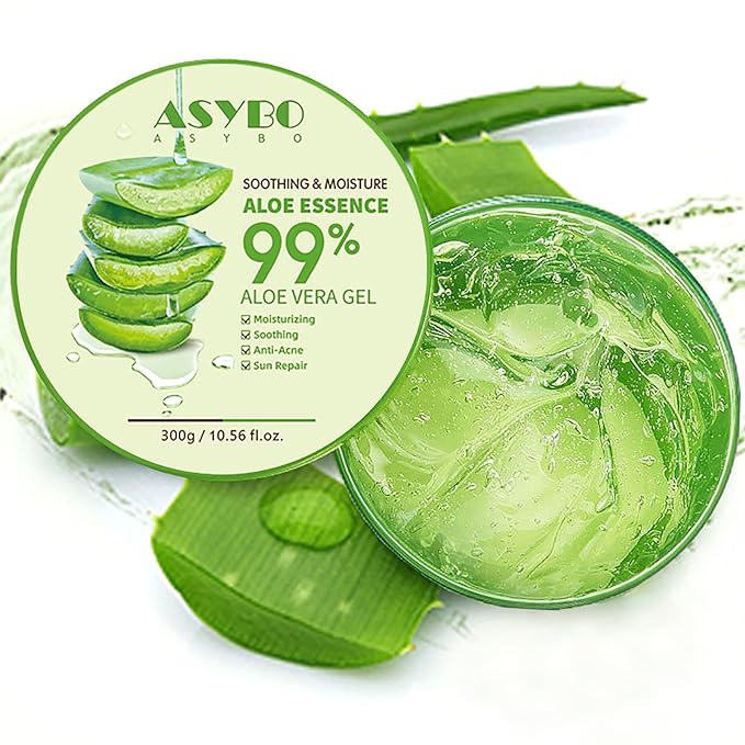 300 ML Natural Aloe Vera Gel -Organic Moisturizing Cream, Soothing and Hydrating, Sunburn and Scar Repair, Care for Face Body Hair