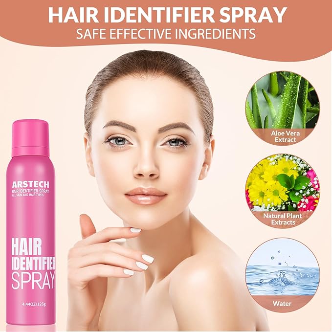 Hair Identifier Spray for Face Shaving Dermaplaning Tool 4 Pack Skin Body Dermaplaning Spray for Women with 16 Face Razor for Face Shaver Hair Removal Kit Excess Hair Dermaplane Razor for Women Face